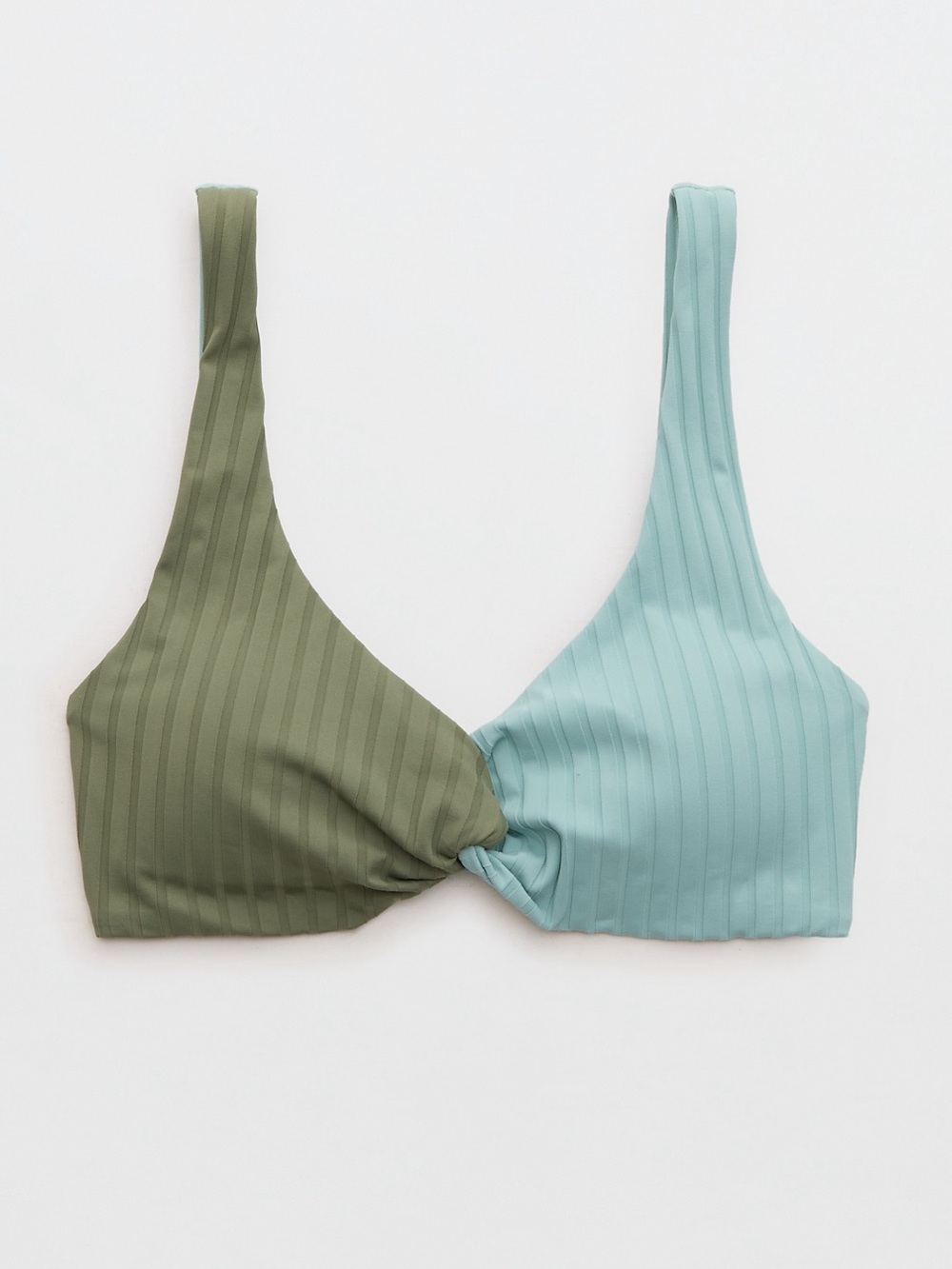 NWT aerie Ribbed Twist Bralette - Olive & Aqua